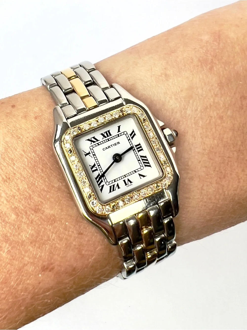 CARTIER PANTHERE Quartz 23mm 1 Row Gold 0.32TCW DIAMOND Watch White Gold